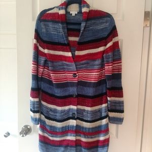 Striped long cardigan sweater